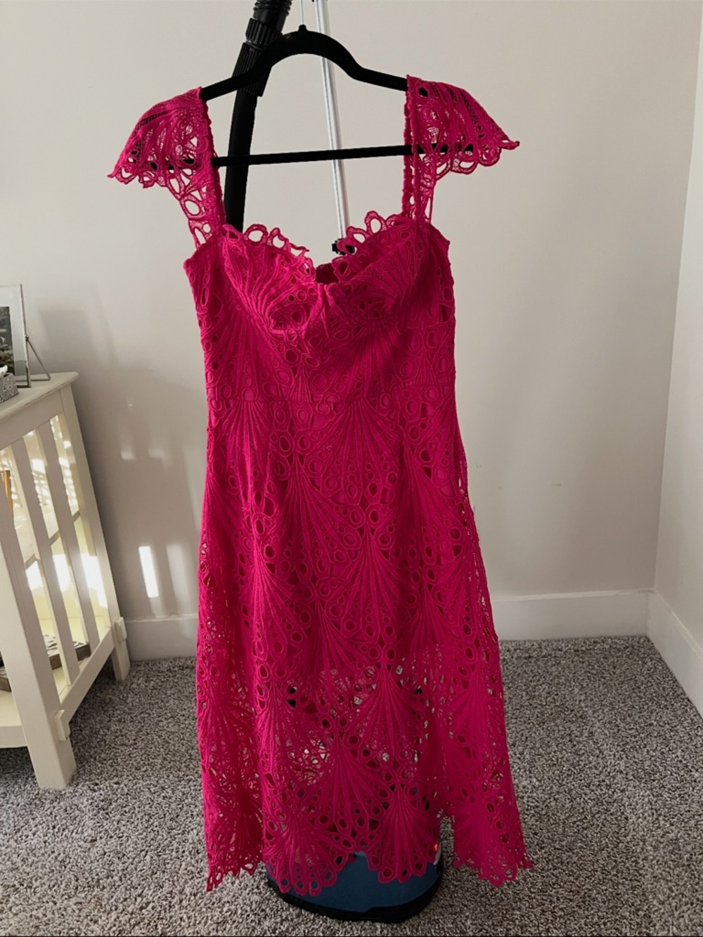 PrettyLittleThing Fuchsia Lace Midi Dress